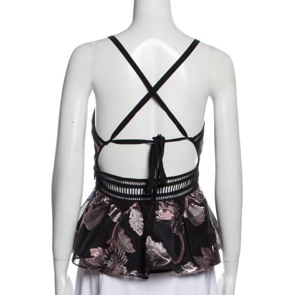 🚫 Sold 🚫 Rebecca Taylor - Floral Print Plunge Neckline Crop Top - XS/2 - Picture 3 of 7